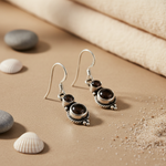 将图像加载到图库查看器中， 925 Silver Black Onyx Dangle Earrings for Women | Gemstone Jewelry
