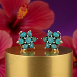 Load image into Gallery viewer, Turquoise Stud Earrings | Sterling Silver Floral Design | Women&#39;s
