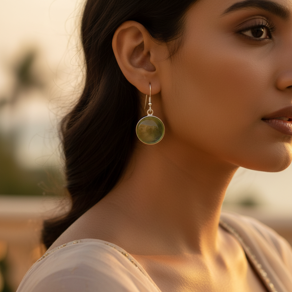 925 Silver Peridot Earrings | Green Gemstone Drop Earrings for Women