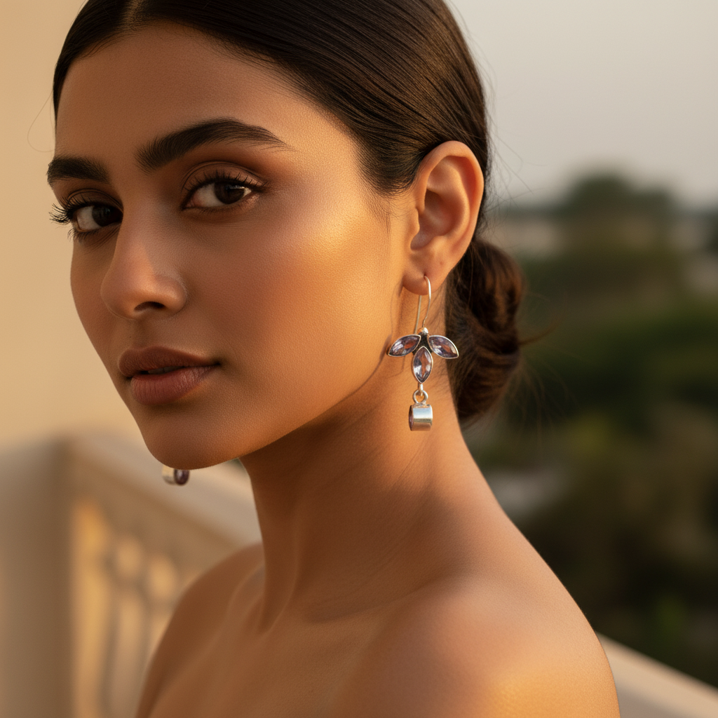 925 Silver Amethyst Earrings for Women | Dangle Jewelry