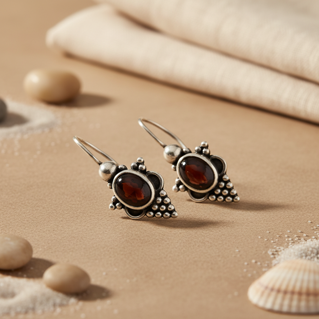 925 Silver Garnet Earrings for Women | Dangle Jewelry Gift