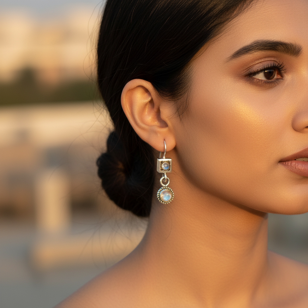 925 Silver Moonstone Drop Earrings for Women | Dangle Jewelry