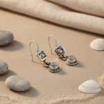 将图像加载到图库查看器中， 925 Silver Moonstone Drop Earrings for Women | Dangle Jewelry
