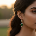Load image into Gallery viewer, 925 Silver Malachite Earrings | Oval Gemstone Earrings for Women
