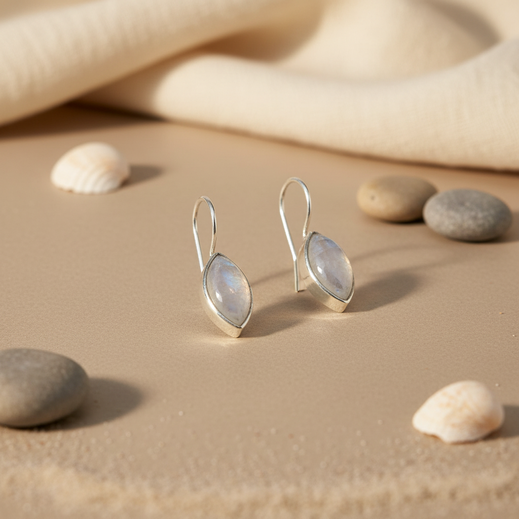 925 Silver Moonstone Teardrop Earrings for Women | Dainty Jewelry