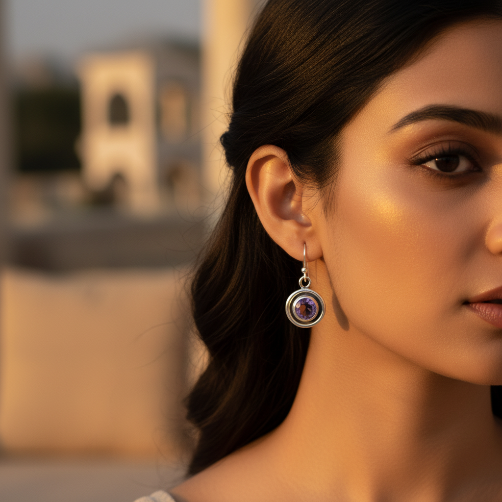 925 Silver Amethyst Earrings for Women | Daily Wear Jewelry