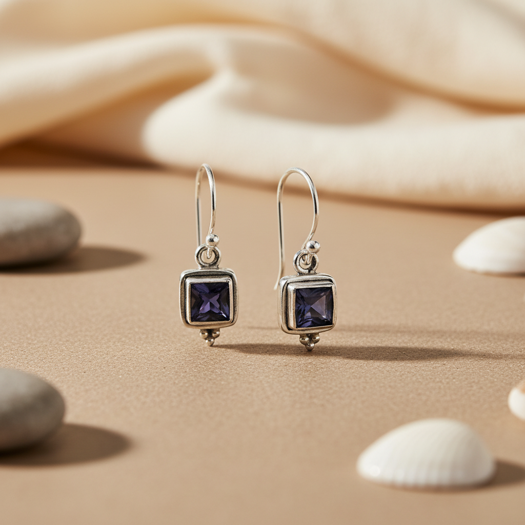 925 Silver Iolite Earrings for Women | Gemstone Jewelry