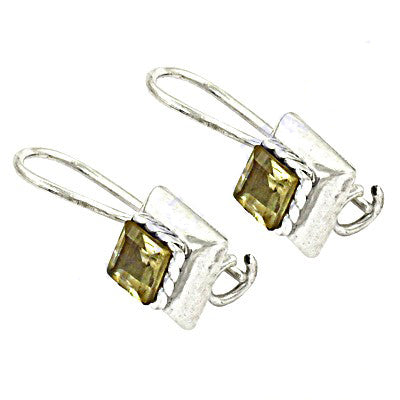 925 silver citrine square drop earrings | women's jewelry gift