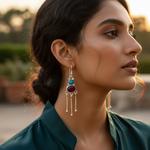 Load image into Gallery viewer, 925 Silver Turquoise &amp; Ruby Drop Earrings | Women's Jewelry Gift
