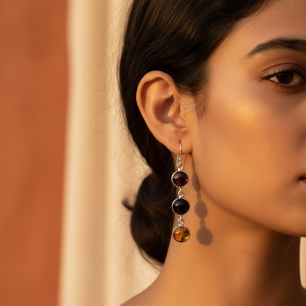 925 Silver Gemstone Drop Earrings for Women | Dangle Earrings