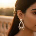 Load image into Gallery viewer, Silver Teardrop Stud Earrings with White CZ | Women&#39;s Jewelry Gift
