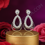 Load image into Gallery viewer, Silver Teardrop Stud Earrings with White CZ | Women&#39;s Jewelry Gift
