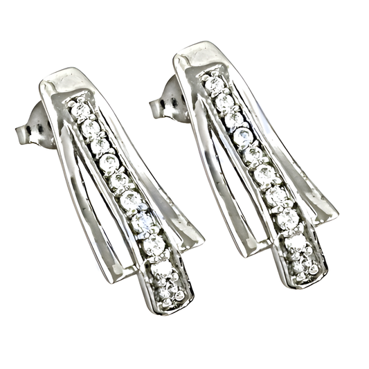 Picture Perfect Clear Cubic Zirconia Silver Earrings Pretty Cz Earrings Latest Cz Earrings