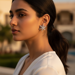 将图像加载到图库查看器中， Silver Cubic Zirconia Flower Stud Earrings | Women's Jewelry Gift
