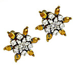 将图像加载到图库查看器中， gold plating Floral Stud Earrings with Cubic Zirconia | Women's Jewelry

