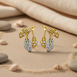 Load image into Gallery viewer, gold plating &amp; Silver Leaf Stud Earrings with CZ for Women | Art Palace
