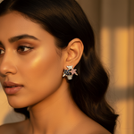 Load image into Gallery viewer, Silver Flower Basket Stud Earrings | Multicolor Gemstone | Women's Jewelry
