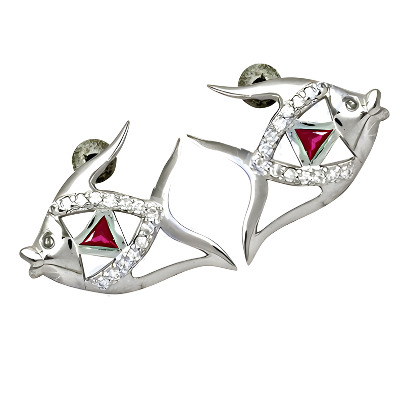 Fish Style Pink Glass & Cubic Zirconia Silver Earrings Everyday Cz Earrings Awesome Cz Earrings