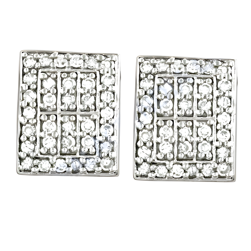 Royal 925 Sterling Silver Earrings With Cubic Zirconia Faceted Cz Earrings Cz Silver Earrings Cz Earrings