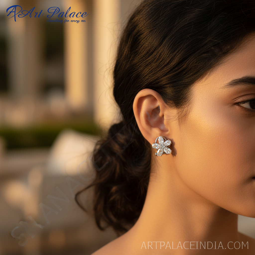 Floral Stud Earrings with Cubic Zirconia | Women's Jewelry Gift