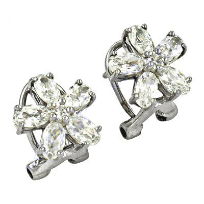 Floral stud earrings with cubic zirconia | women's jewelry gift