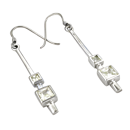 Fashion Accessories Cubic Zirconia Silver Hook Earrings Cz Silver Earring Simple Cz Earrings