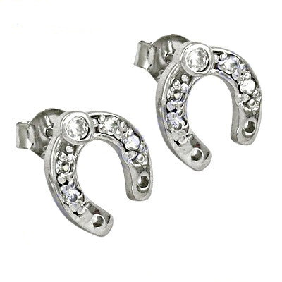 925 silver horseshoe stud earrings for women | gift