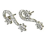 将图像加载到图库查看器中， Silver Crystal Floral Drop Earrings for Women | Party Jewelry
