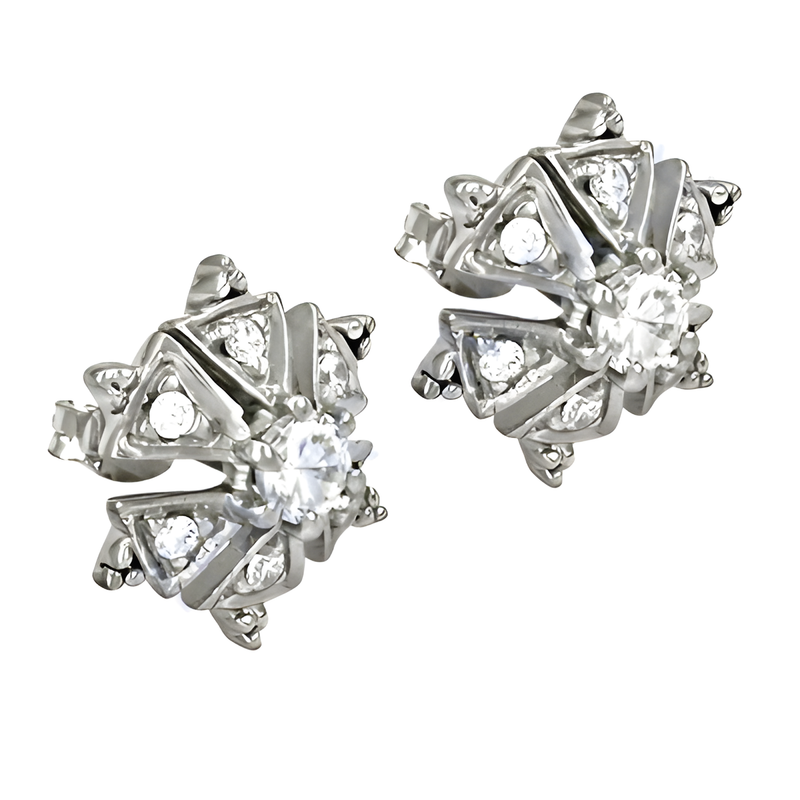 New Flower Style Cubic Zirconia Gemstone Silver Earrings Superior Cz Earrings Cz Earrings