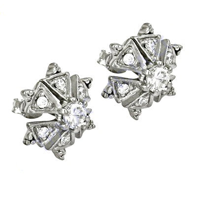 Silver stud earrings with cubic zirconia | for women | gift