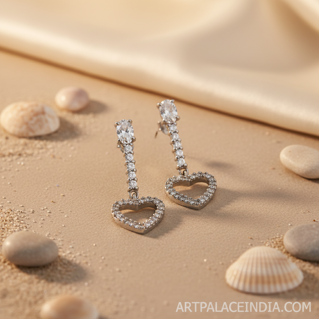 925 Silver Heart Drop Earrings | Cubic Zirconia Earrings for Women