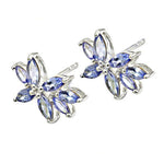 将图像加载到图库查看器中， 925 Silver Tanzanite Flower Stud Earrings for Women | Gift
