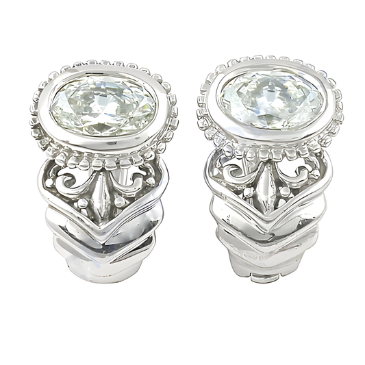 Antique Style Cubic Zirconia Gemstone 925 Silver Earrings Unique Cz Earrings Chunky Cz Earrings