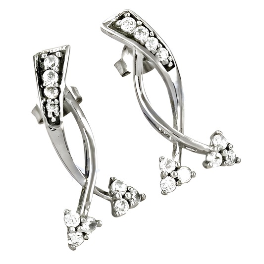 Lovely Cubic Zirconia Sterling Silver Earrings Party Wear Earrings Handmade Earrings