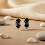 将图像加载到图库查看器中， 925 Silver Onyx Stone Earrings for Women | Black Gemstone Jewelry
