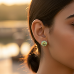 Load image into Gallery viewer, Green Gemstone Stud Earrings | 925 Silver | For Women
