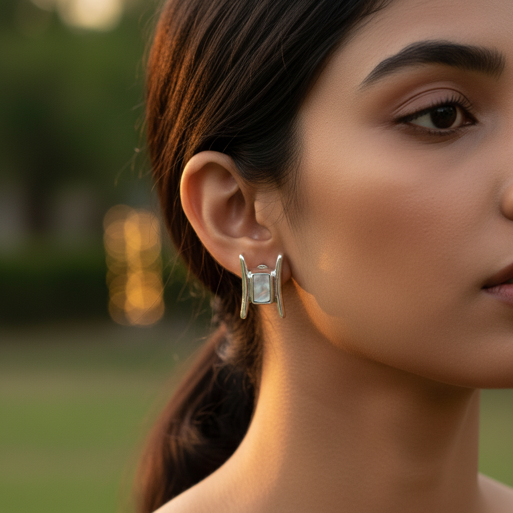 925 Silver Mother of Pearl Stud Earrings for Women | Gift