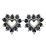 将图像加载到图库查看器中， Silver Sapphire Heart Stud Earrings | Women's Jewelry Gift
