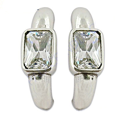 Silver cubic zirconia hoop earrings | women's daily wear