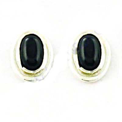 Silver stud earrings with black onyx stone | women's jewelry