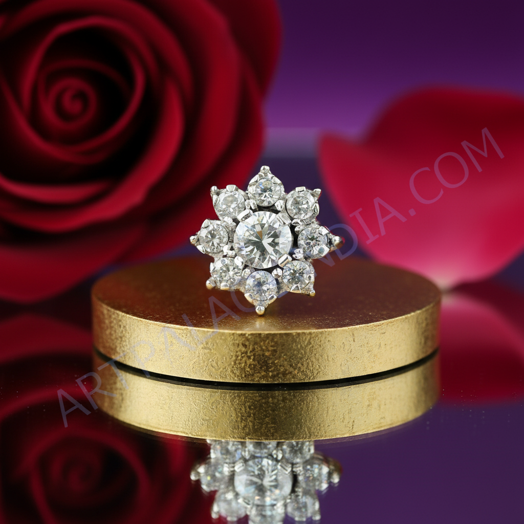 Flower stud earrings | cubic zirconia | for women | gift