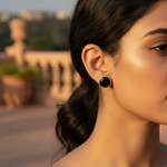 将图像加载到图库查看器中， Silver Black Onyx Stud Earrings for Women | Daily Wear Jewelry
