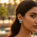 将图像加载到图库查看器中， 925 Silver Blue Topaz Stud Earrings for Women | Daily Wear Gift
