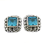 将图像加载到图库查看器中， 925 Silver Blue Topaz Stud Earrings for Women | Daily Wear Gift
