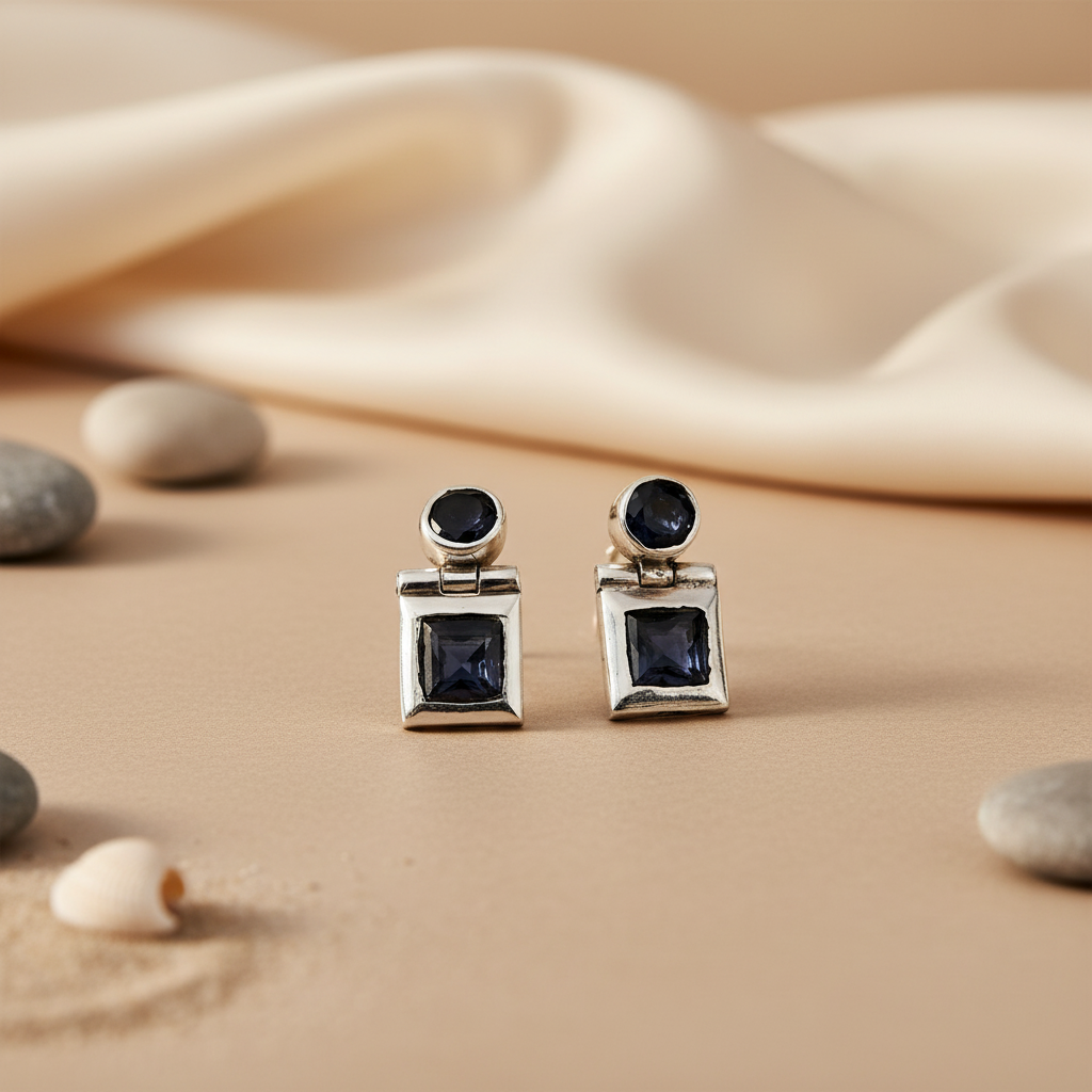 Silver Sapphire Drop Earrings for Women | Statement Jewelry