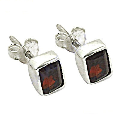 925 Silver Garnet Stud Earrings for Women | Gemstone Jewelry