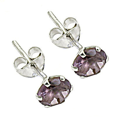 925 Silver Amethyst Stud Earrings for Women | Daily Wear