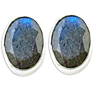 Labradorite stud earrings | 925 sterling silver | for women