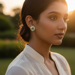 将图像加载到图库查看器中， 925 Silver Green Gemstone Stud Earrings | Women's Jewelry

