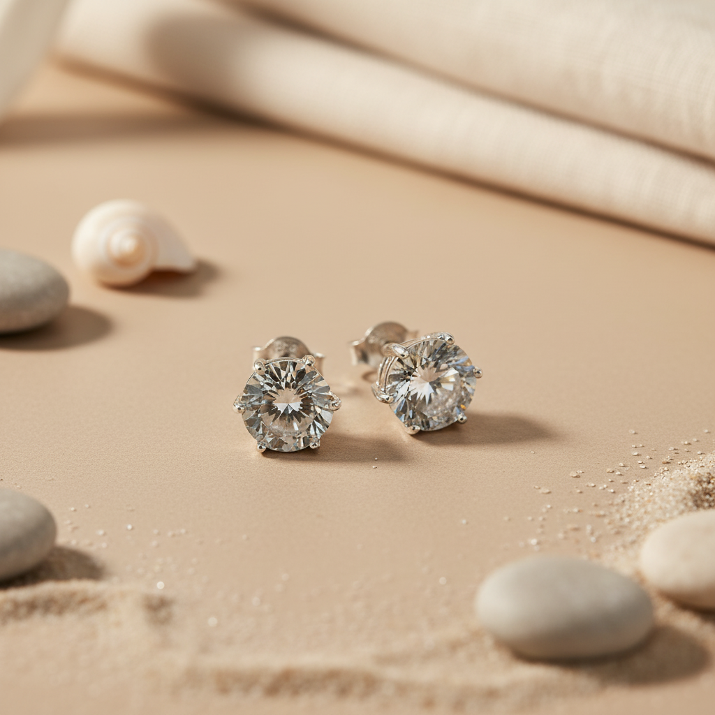 925 Silver Cubic Zirconia Stud Earrings for Women | Gift
